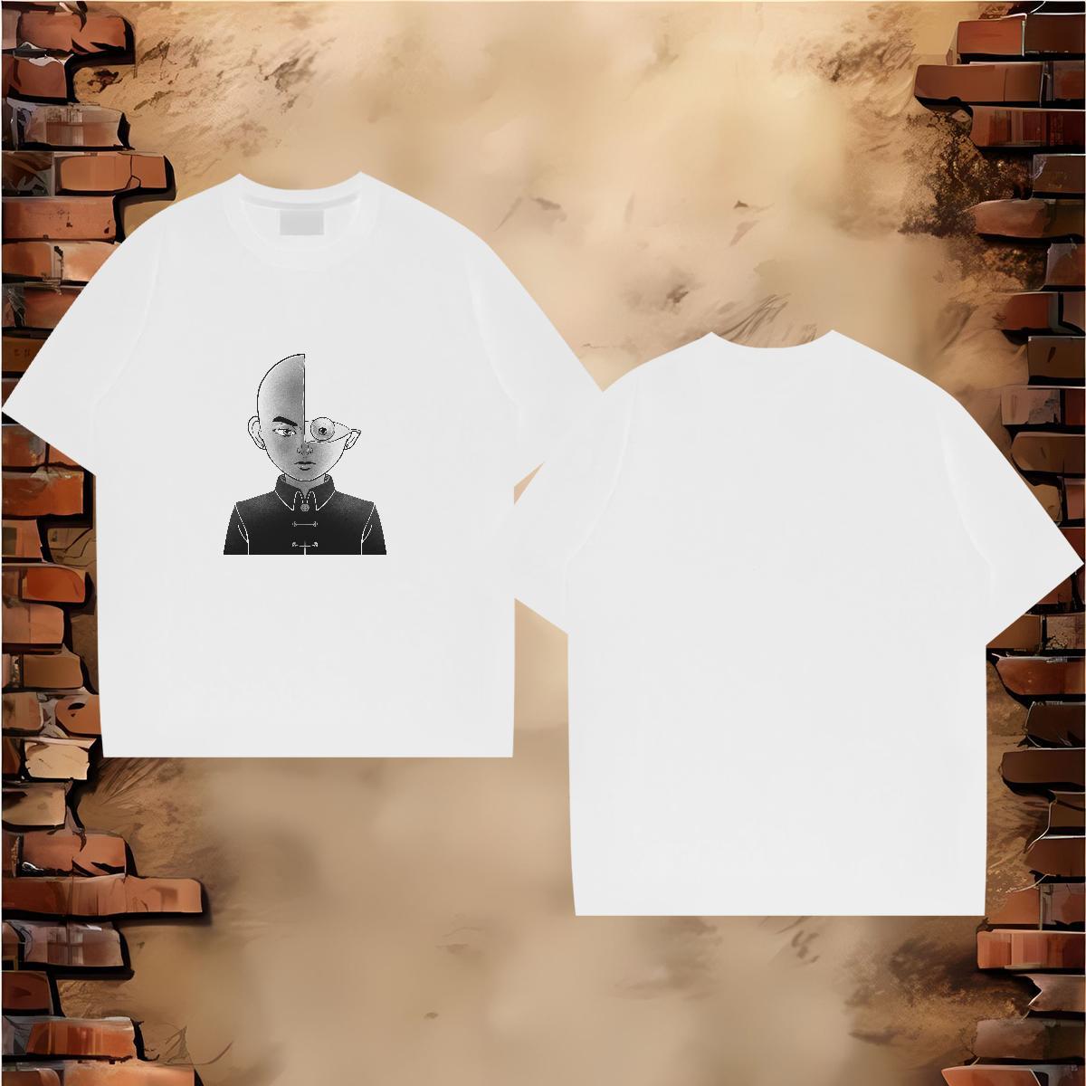 Mens T Shirts 230g Pure Cotton portrait High Street Hip Hop O Neck Short Sleeves Custom Print Oversized Men Tees Fashion Designer Unisex Polos