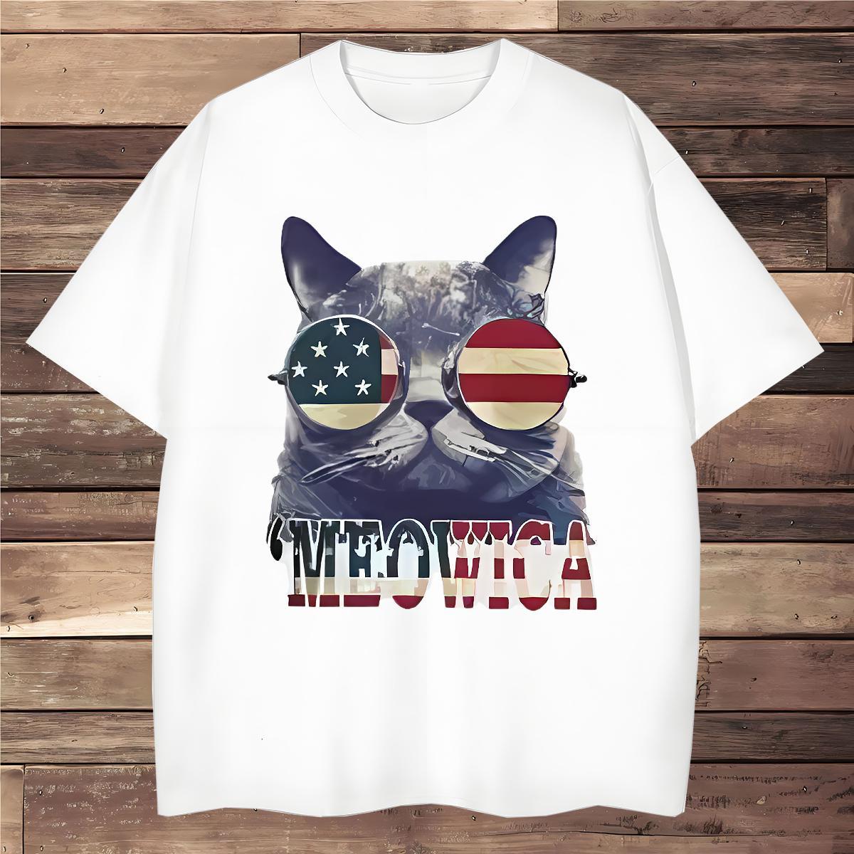 T Shirt For Man 230g Pure Cotton cat Spring Summer Breathable DIY Anime Tshirt for Man Woman New Arrival Popular Clothes