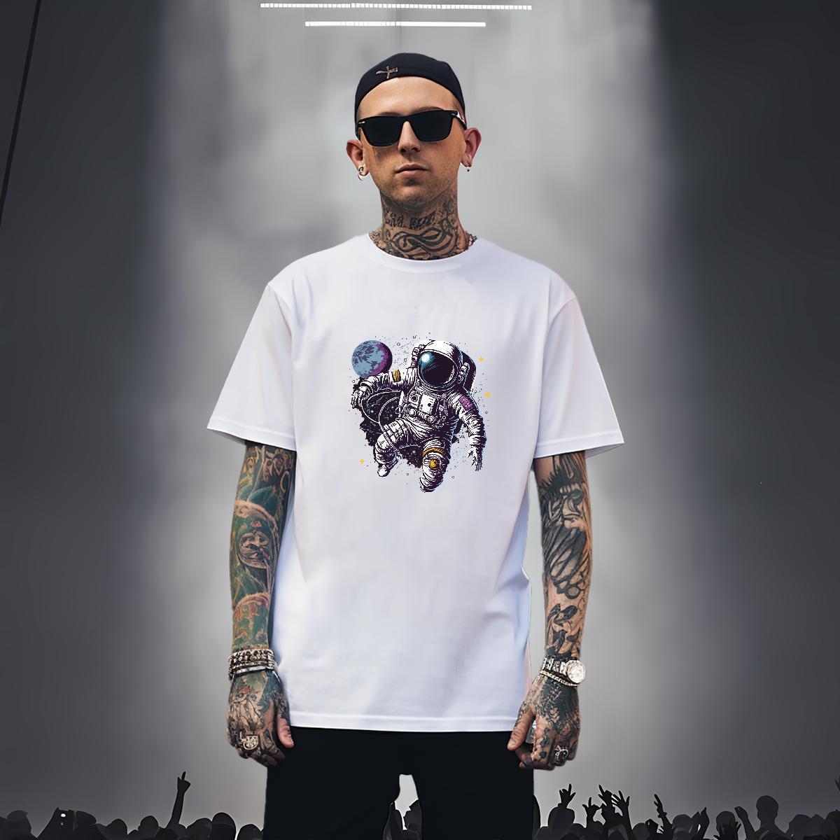 T-Shirts 230g 100% Cotton universe Daily Outfit Short Sleeve O-Neck Anime Print Tshirt for Man Woman Wholesale Cool Design Polos