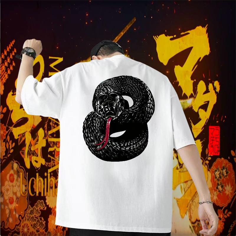 Fashion Casual T Shirts Men 230g Pure Cotton snake High Street Hip Hop Tee Shirt Breathable Crew Neck Loose Tshirt for Man Woman Custom Big Size