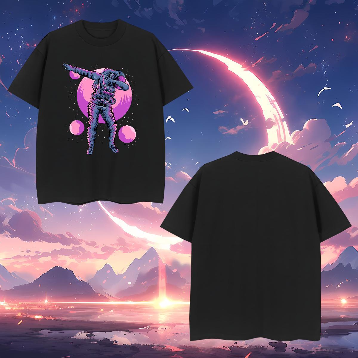 Man T Shirts 230g Pure Cotton cosmonaut High Street Hip Hop O-Neck Short Sleeve Custom Print Oversized Tshirts DIY Customized Loose Tee Shirt