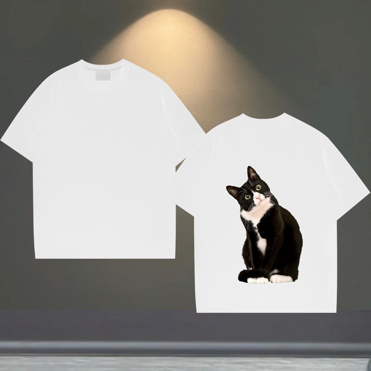 Designer Fashion Man T Shirts 230g Pure Cotton cat Casual Tops Shirt Short Sleeve O-Neck Free Shipping Couples T Shirts Custom Printing