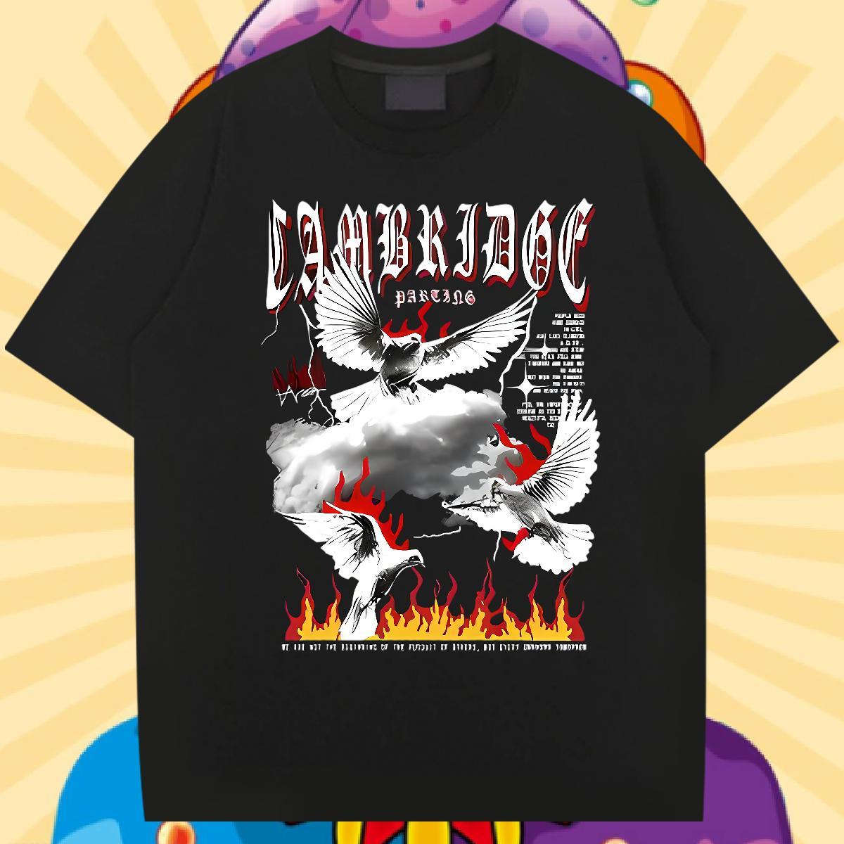 Classic Casual T Shirt For Man 230g Cotton eagle Spring Summer Tshirts Crew Neck Loose Men Tees Custom Cartoon