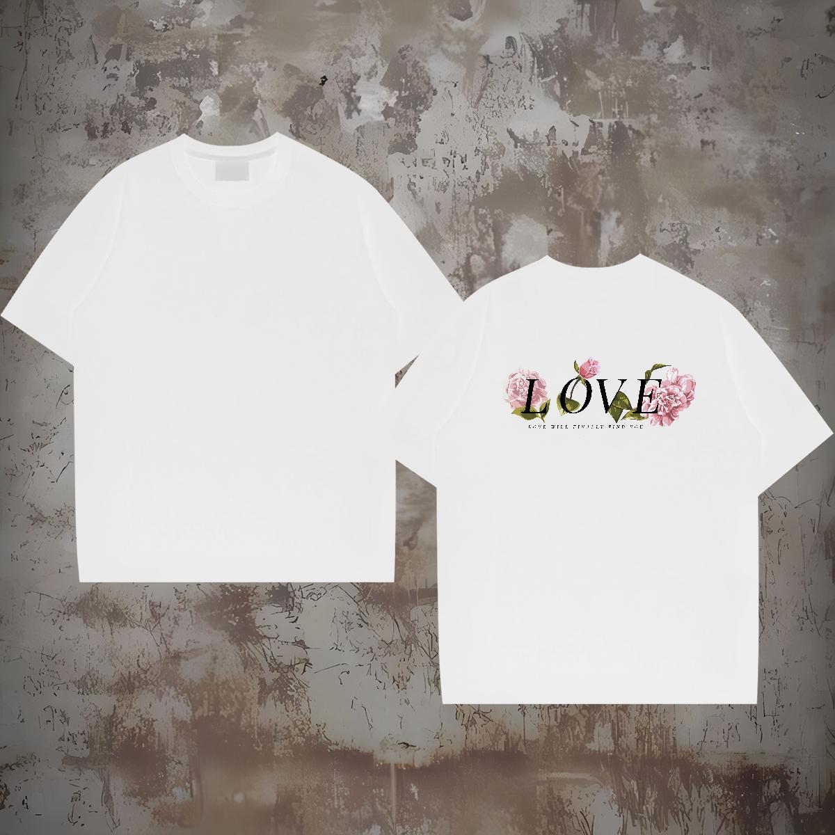 Casual New T shirt 230g 100% Cotton flower Sports Casual Tshirts Breathable Short Sleeve Comfortable Men Tshirts Asian Size