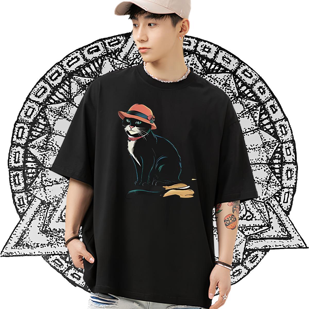 2024 Man T Shirts 230g Cotton Hip Hop Street Tops O Neck Short Sleeves Popular Mens Tshirts DIY Anime