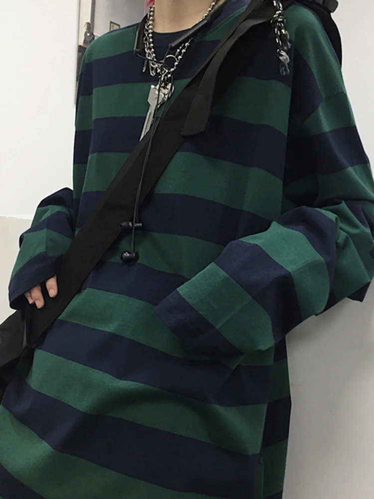 Spring Summer Striped Shirt Women Men Long Sleeve O-Neck Casual Oversized T Shirt Streetwear Harajuku Couple Tops Y2k Clothes 240806