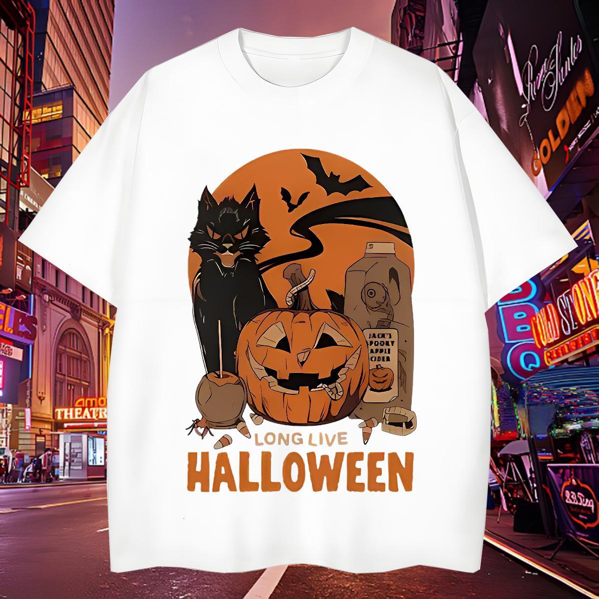 Popular Men Tops Tees 230g 100% Cotton pumpkin T shirt Casual Beach Round Neck Short Sleeve DIY Printed Wholesale Tops Shirt