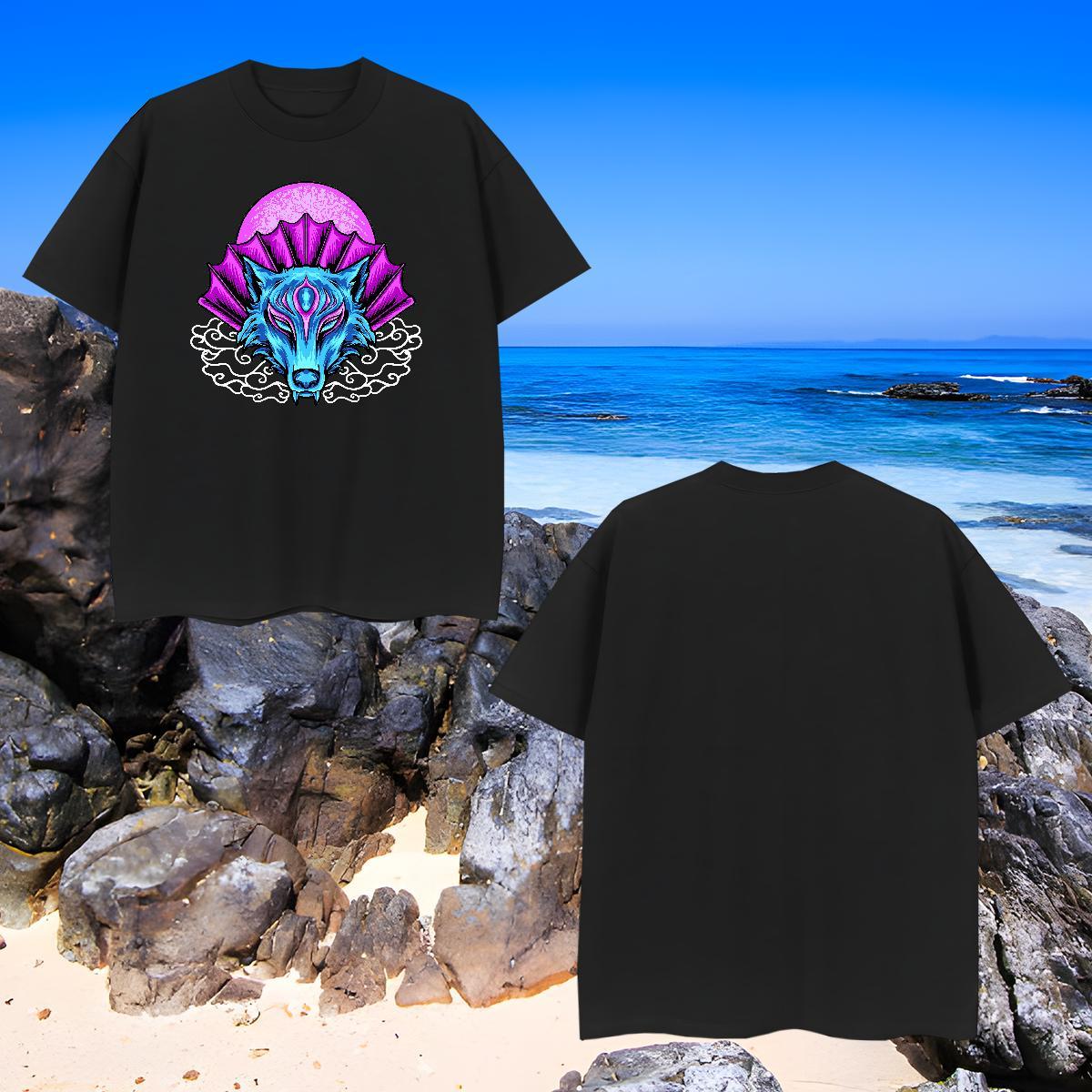 Comfortable Tshirt for Man Woman 230g 100% Cotton wolf T Shirt For Man Casual Beach Short Sleeve Soft Custom Print Oversized New Arrival Tshirts