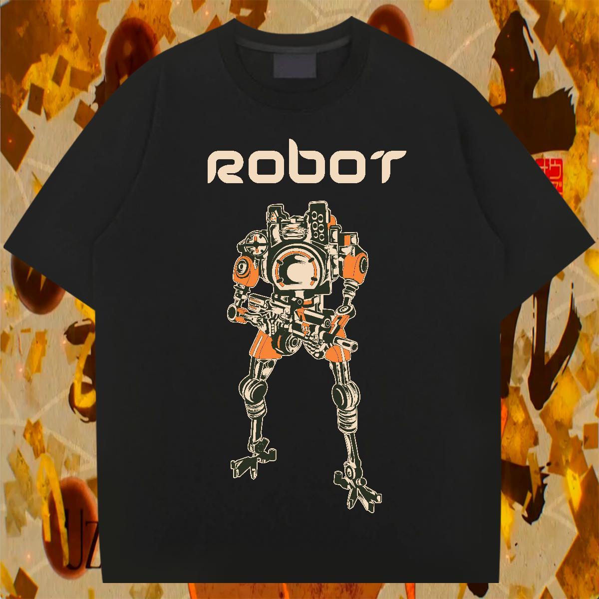 Unisex Mens Tshirts 230g 100% Cotton Casual robot Custom Big Size Short Sleeve O-Neck Free Shipping Man T Shirts Tops Tees