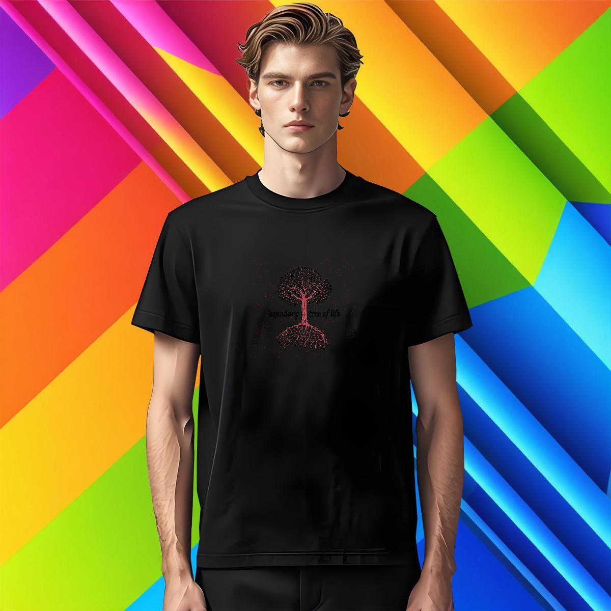 T-Shirts for Men 230g Cotton tree Home Outdoor Breathable Short Sleeve DIY Men Tshirts Fashion New Unisex Tops