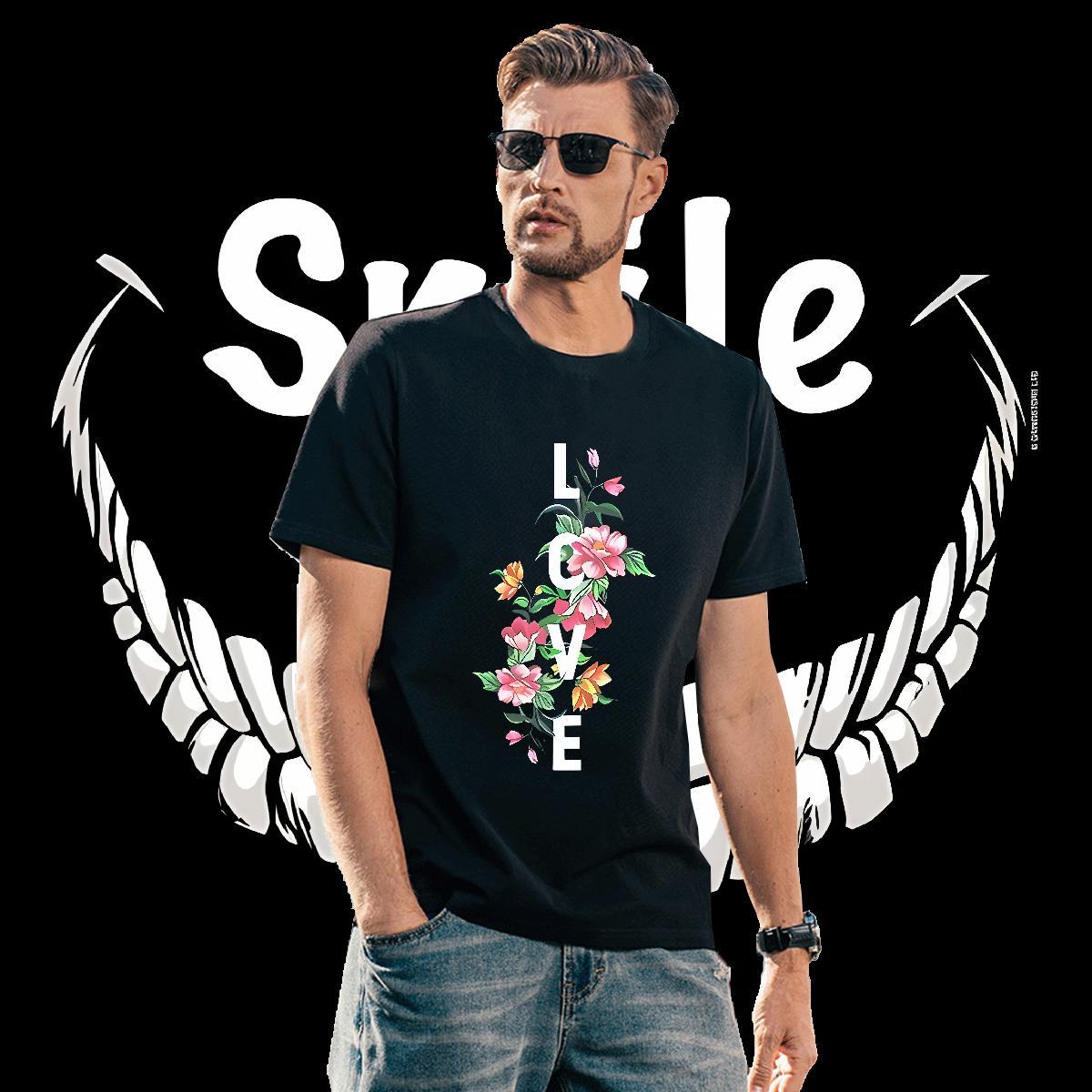 2024 DIY T-Shirts for Men 230g Pure Cotton flower Street Wear Tees Shirts Crew Neck Cool Men Tops Tees Customized Print