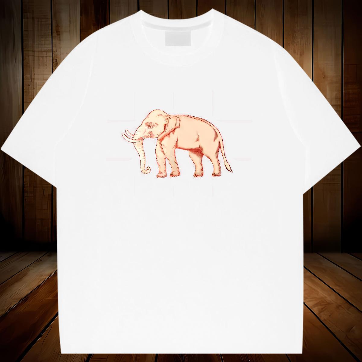 Brand T shirt 100% Cotton 230g elephant Beach Tshirts Crew Neck Breathable Comfortable Mens Tshirts White Plus Size