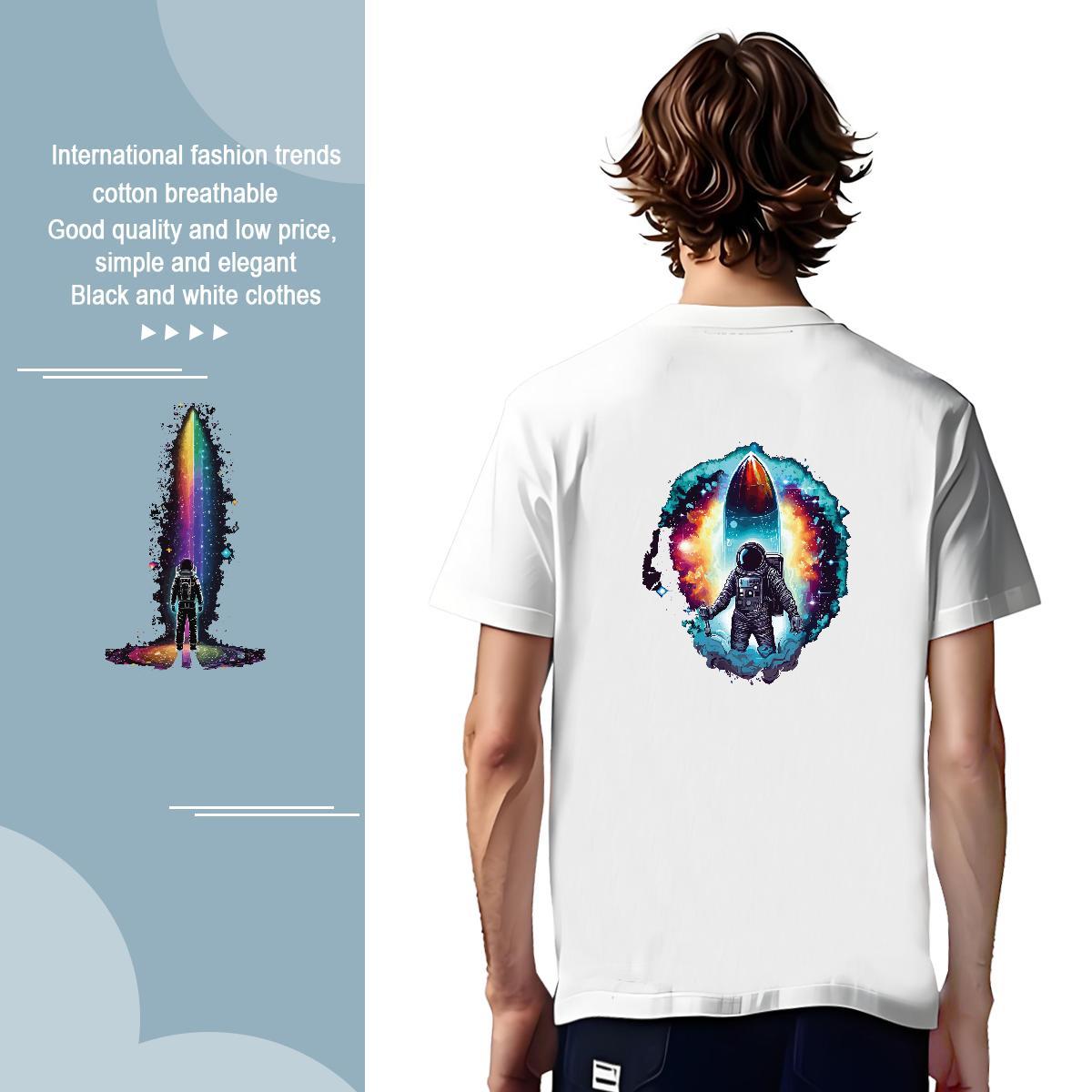 T Shirt For Man 100% Cotton 230g universe High Street Hip Hop Short Sleeve Soft Custom Cartoon Men Tops Tees New Designer Loose Clothes