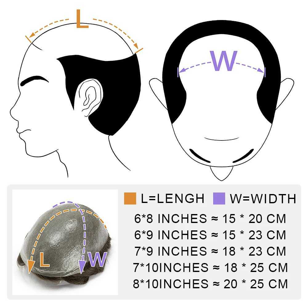 EVASFOS 0.02-0.04mm Super Thin Skin Mens Toupee Natural European Male Wig Prosthesis Hair System For MenM240806