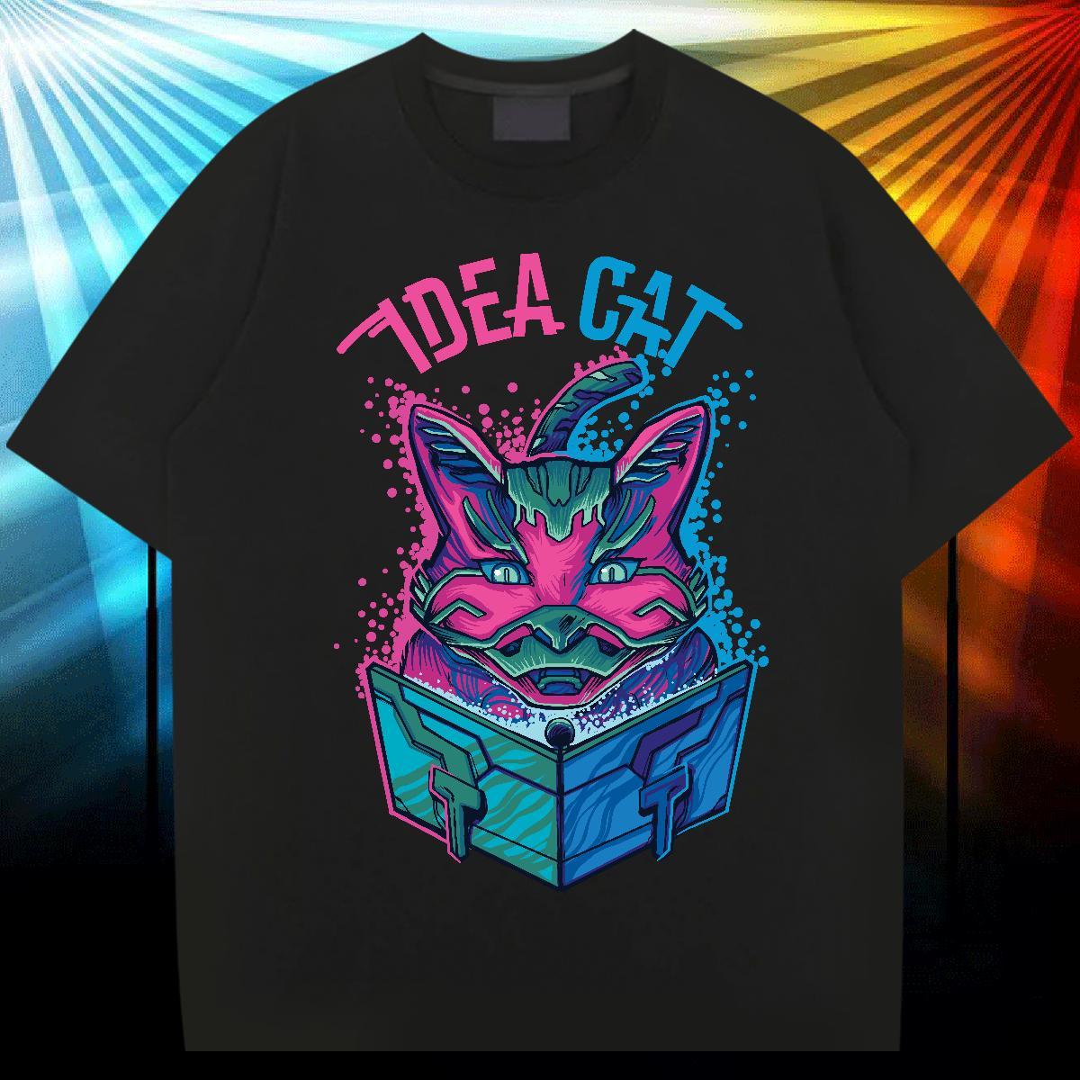 Designer Fashion T-Shirts 230g 100% Cotton cat Casual Daily Wear Tees Breathable Short Sleeve Comfortable Men Tops Tees Graphic