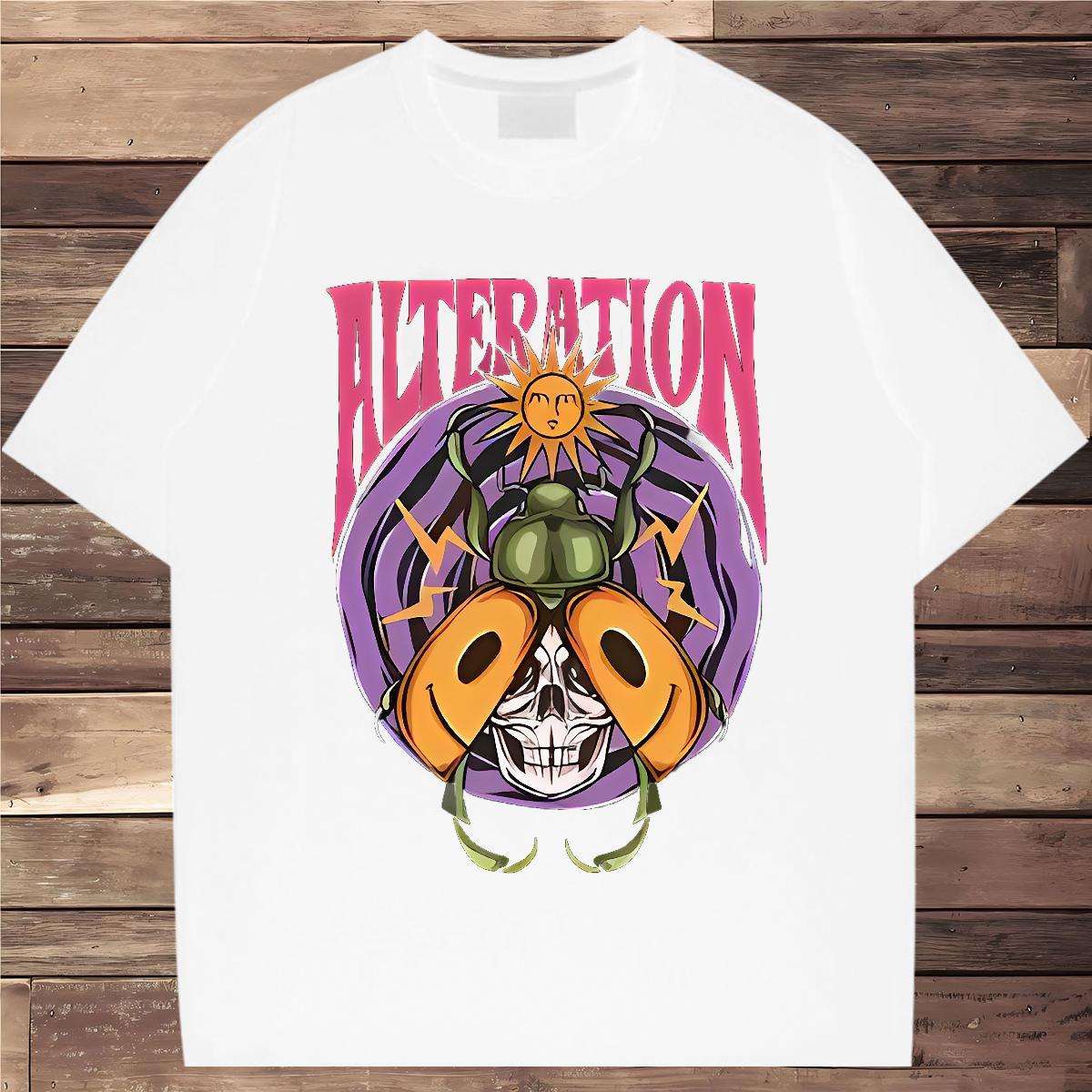 New Arrival T Shirts Men 230g Cotton skull Outdoor Clothings Breathable Classic Men Clothes T-Shirt Custom Cartoon