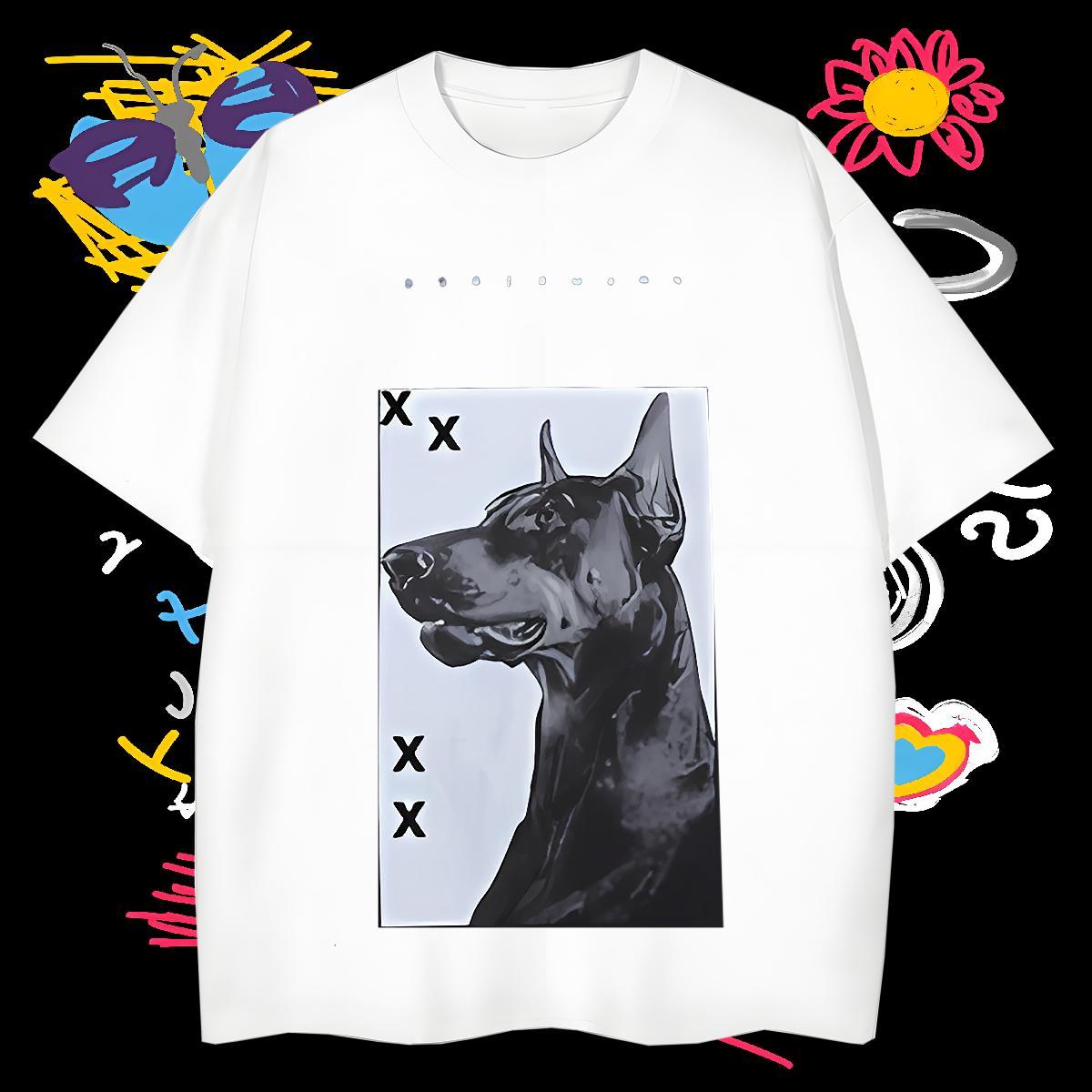 Designer Man T Shirts 230g Pure Cotton dog Spring Summer Tee Shirt Breathable Short Sleeve Comfortable Men Tops Tees Black Oversized