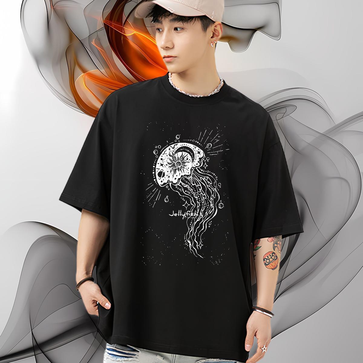 Designer Man T Shirts 230g Cotton octopus Beach Tops Tees O-Neck Short Sleeve Classic Men Tshirts Plus Size Cartoon