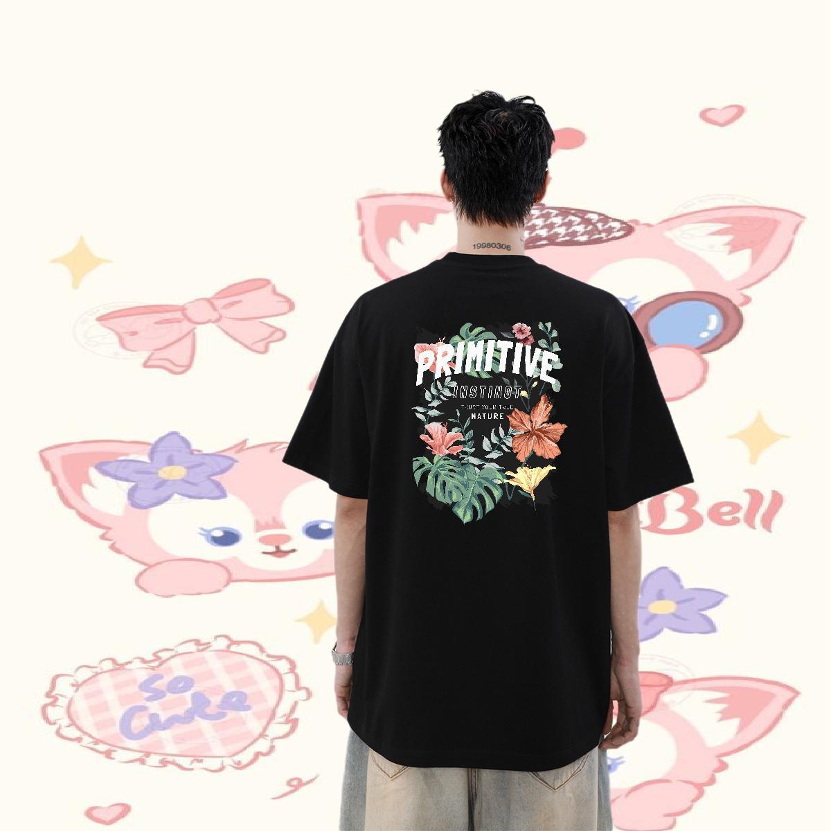 Fashion New Men T Shirts 100% Cotton 230g flower Street Wear Clothes Breathable Crew Neck Unisex Men Clothes T-Shirt Oversized 3XL 4XL