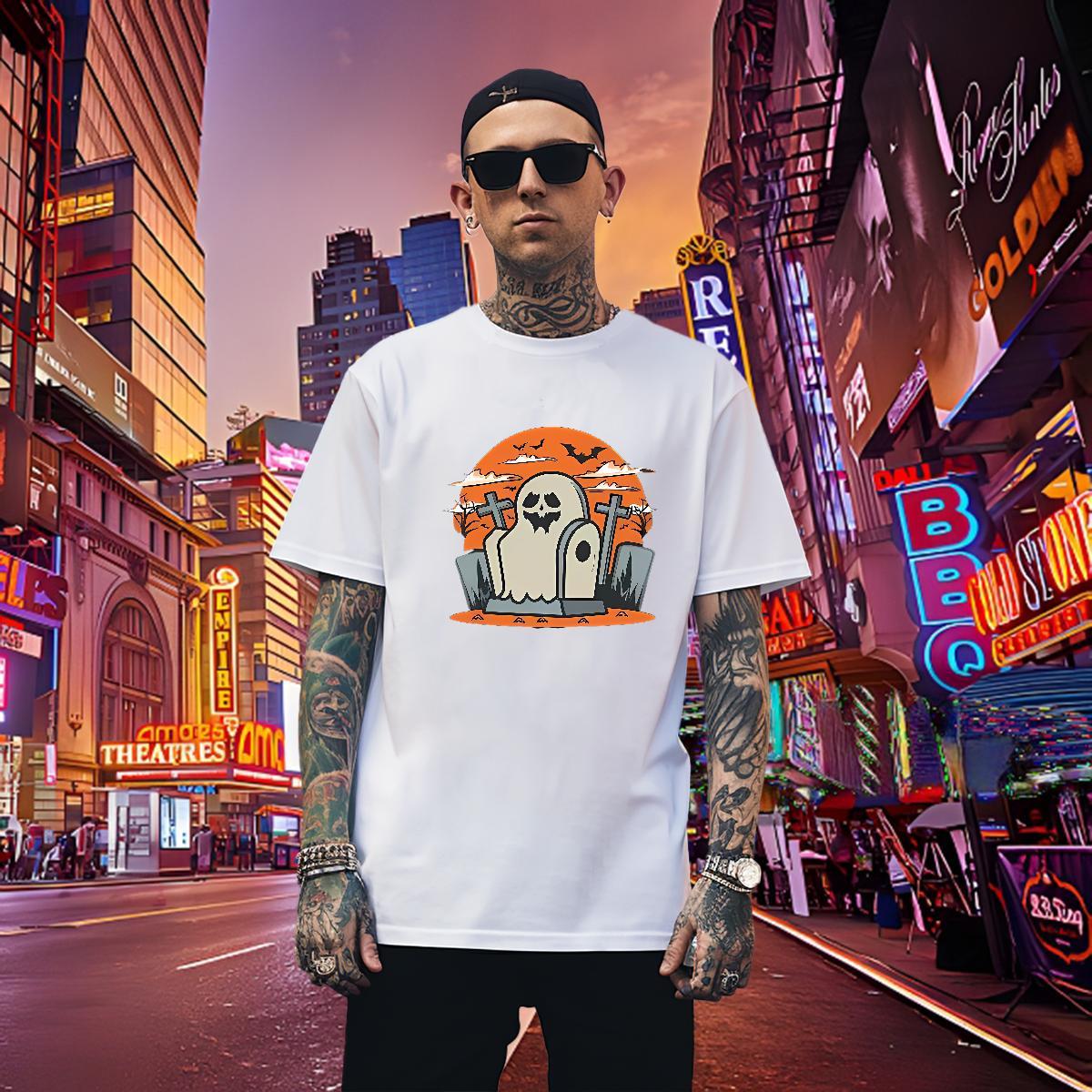 Loose Men Tops Tees 100% Cotton 230g halloween T Shirt For Man Sport Breathable Soft Plus Size Cartoon Factory Direct Wear