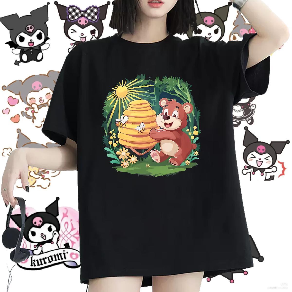 Unisex T-Shirts Round Neck Short Sleeve Women Tees Oversized L-4XL bear Spring Summer 230g Cotton Classic Tops Tees
