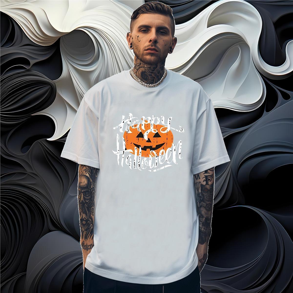 T Shirt For Man 100% Cotton 230g halloween Sports Casual Breathable Short Sleeve Custom Print Oversized Tshirt for Man Woman 2024 Designer Free Shippi