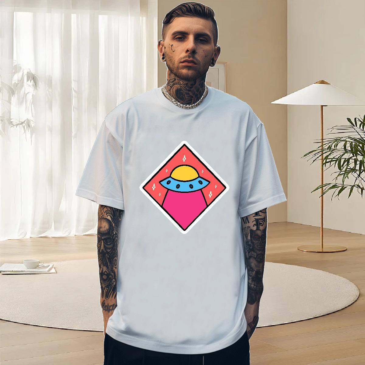 Cool Design Mens Tshirts 230g Cotton Street Casual ET Oversized 3XL 4XL Breathable Short Sleeve 2024 T Shirts Men Tops Tees