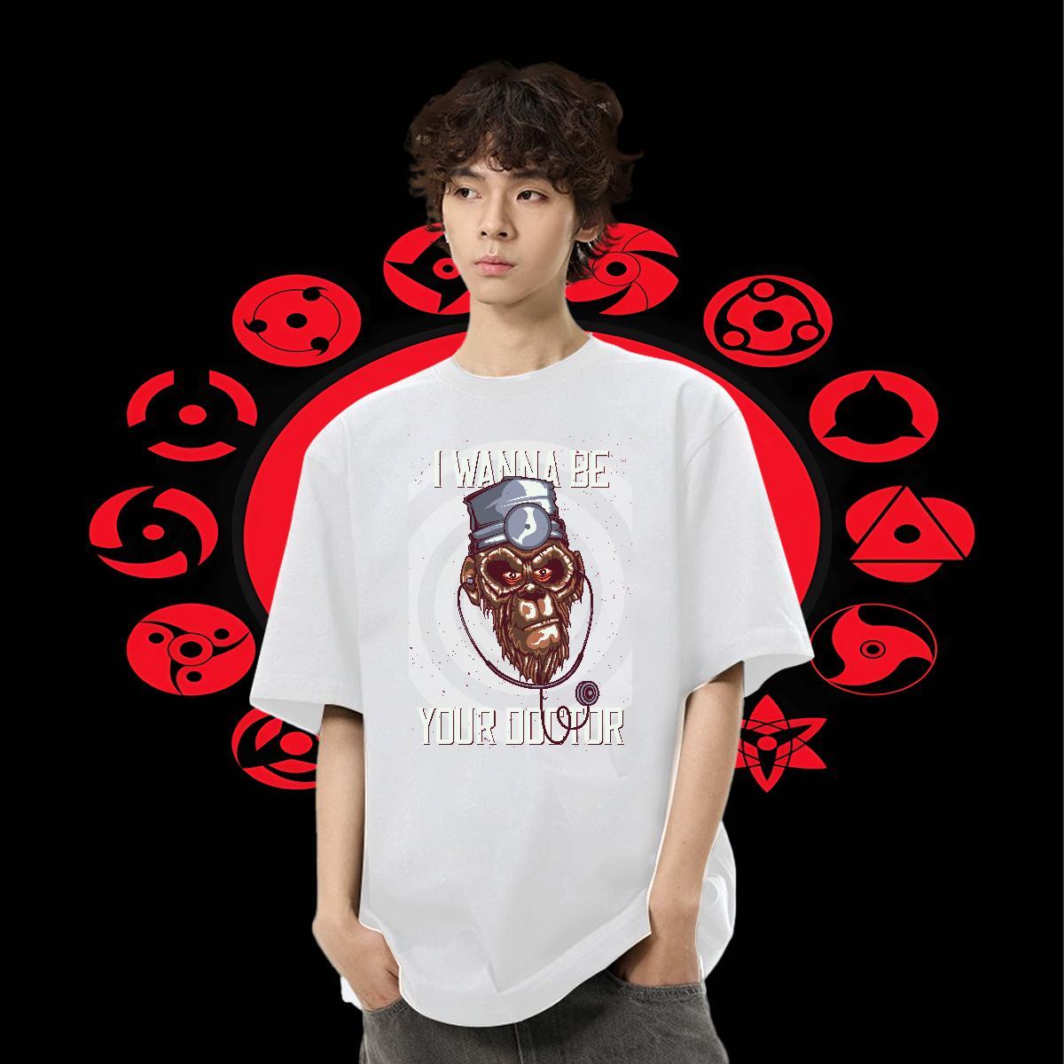 Brand Couples T Shirts 230g Cotton Street wear Hip Hop chimpanzee DIY Breathable Crew Neck Casual New Men T Shirts Tops