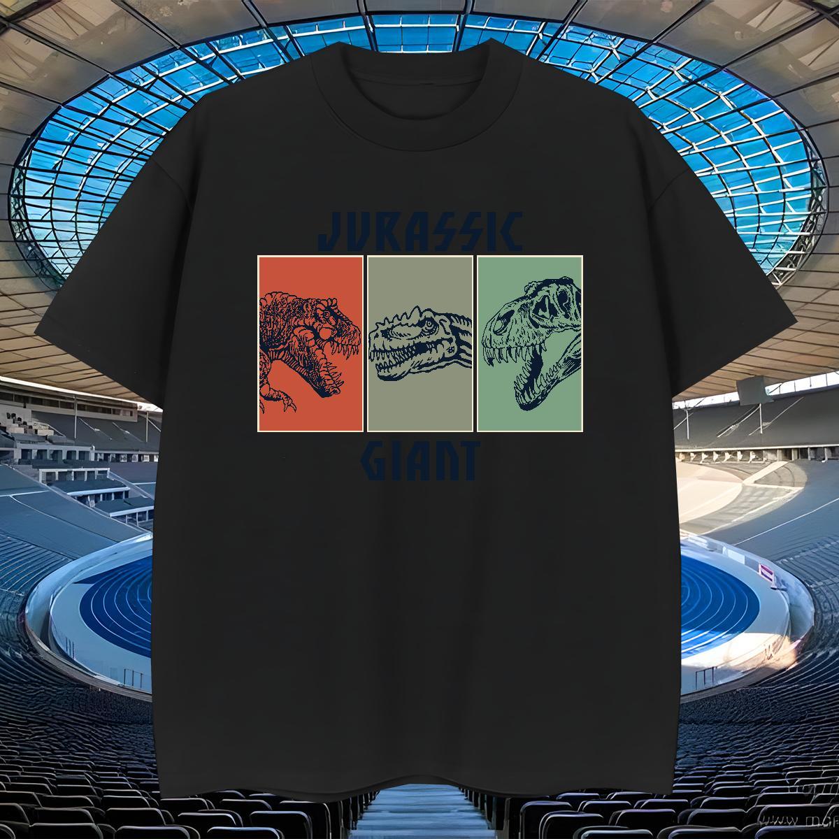 Wholesale Men Clothes T-Shirt 230g Pure Cotton dinosaur T-Shirts High Street Hip Hop Breathable Crew Neck Black White 2024 Designer Tops Tees