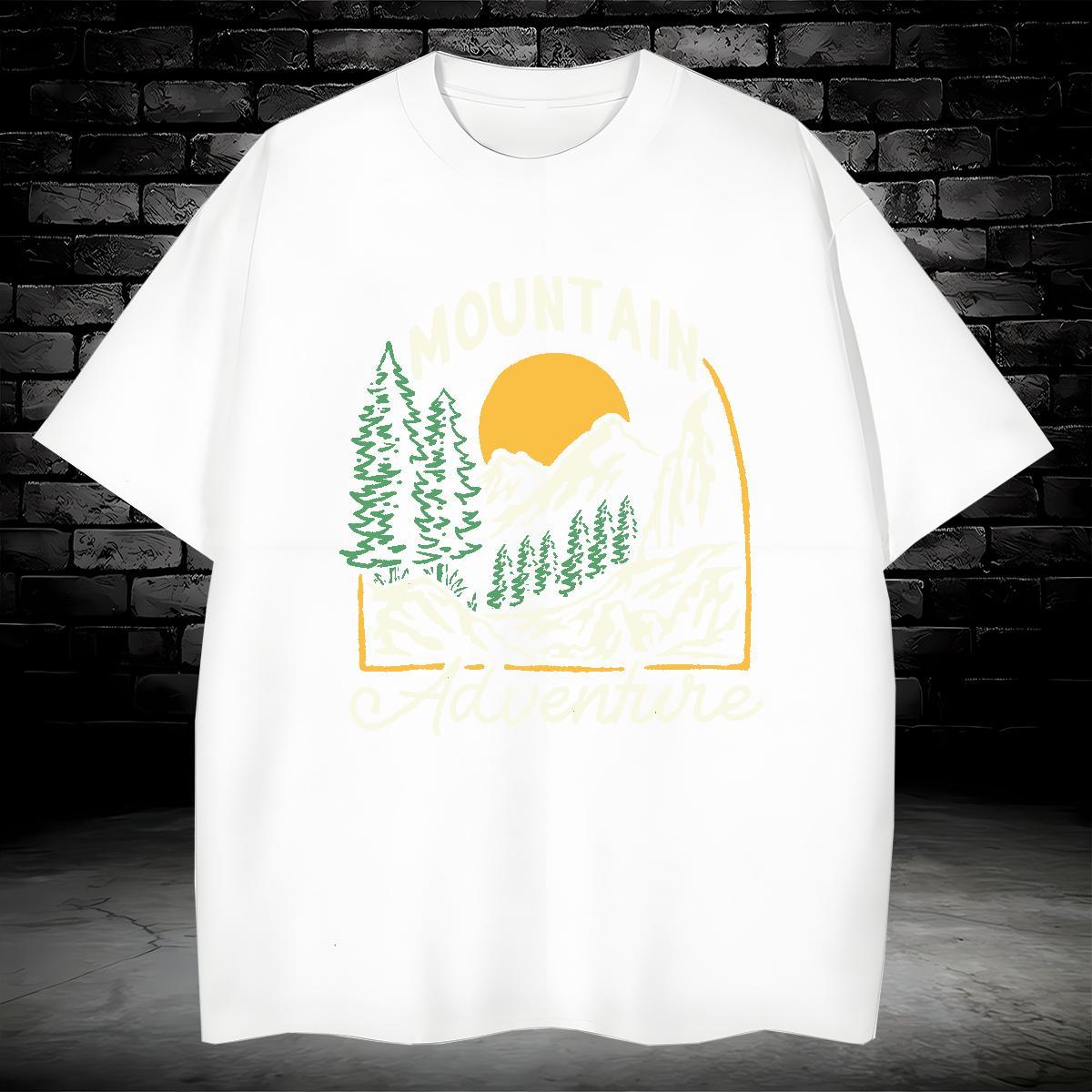 DIY Customized Man T Shirts mountains Top Tees 230g Pure Cotton Anime Printing Street Designer DIY Anime Breathable Men Tshirts