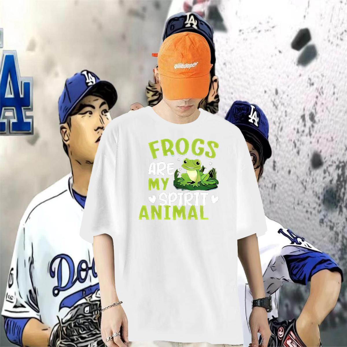 DIY Customized Men T Shirts 230g Pure Cotton Frog Summer Casual Tops Tees O Neck Short Sleeves Popular Men Clothes T-Shirt Graphic