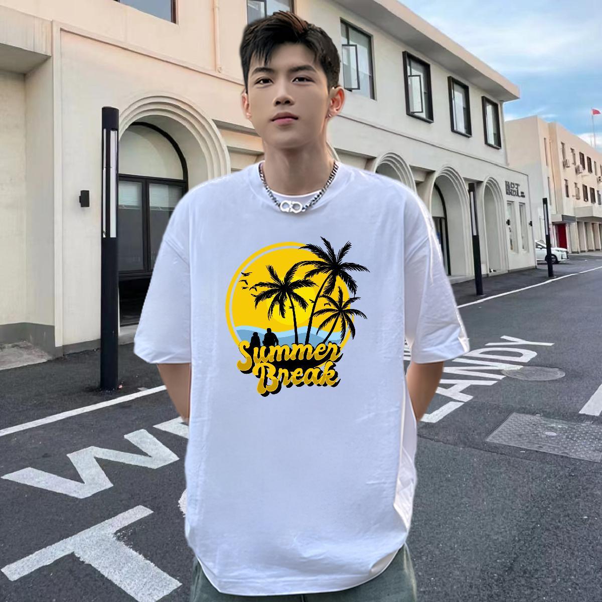 Wholesale Man T Shirts 230g Cotton sun Daily Wear Tops Tees Crew Neck High Quality Men Clothes T-Shirt Black Oversized