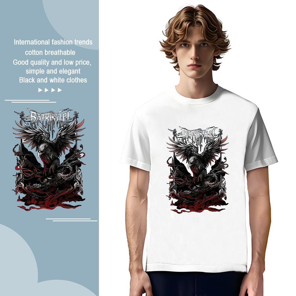 T-Shirts for Men 230g 100% Cotton eagle Sport Breathable Anime Men Clothes T-Shirt Wholesale High Quality Tee Shirt