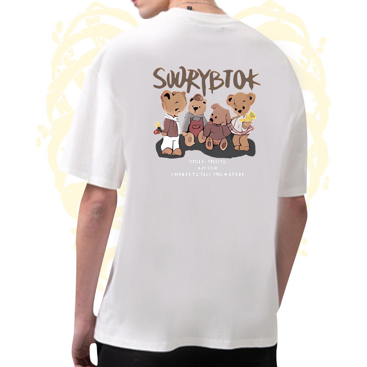 Wholesale Tshirts 230g 100% Cotton bear Men T Shirts Summer Casual Breathable Crew Neck Custom Printed New Tees Shirts