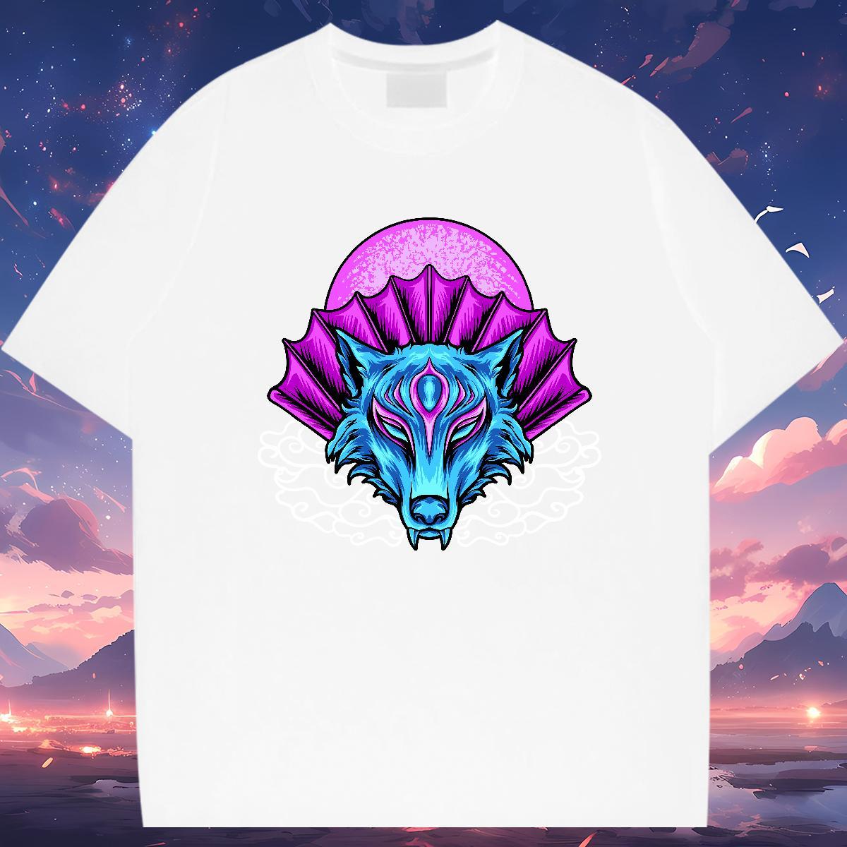 T Shirts Men 100% Cotton 230g wolf Street Casual Pure Cotton White Plus Size Men Tshirts New Designer Soft Top Tees