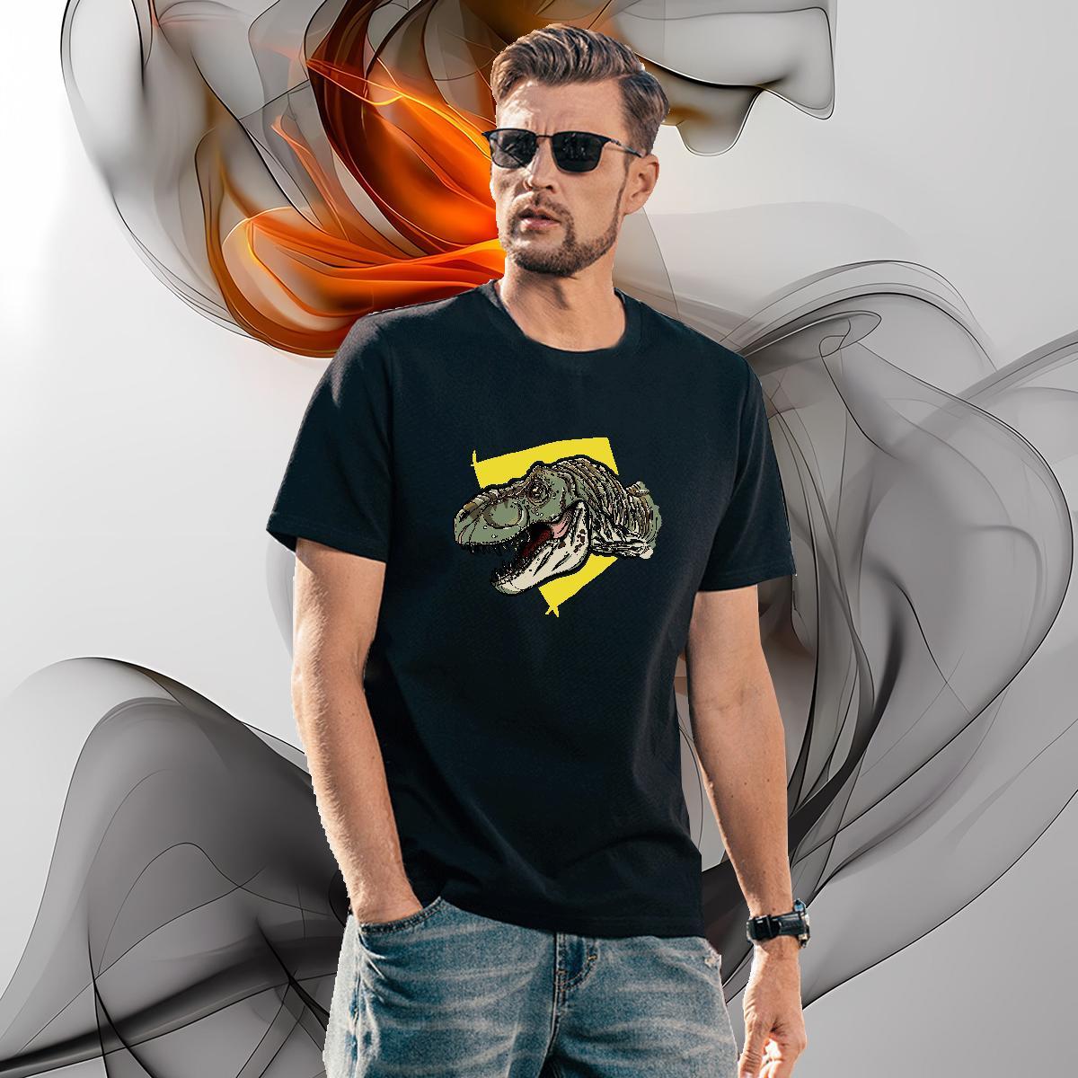 Designer Tshirt for Man Woman 230g 100% Cotton dinosaur T-Shirts Anime Printing Street Round Neck Short Sleeve Custom Print Oversized 2024 DIY Tee Shi