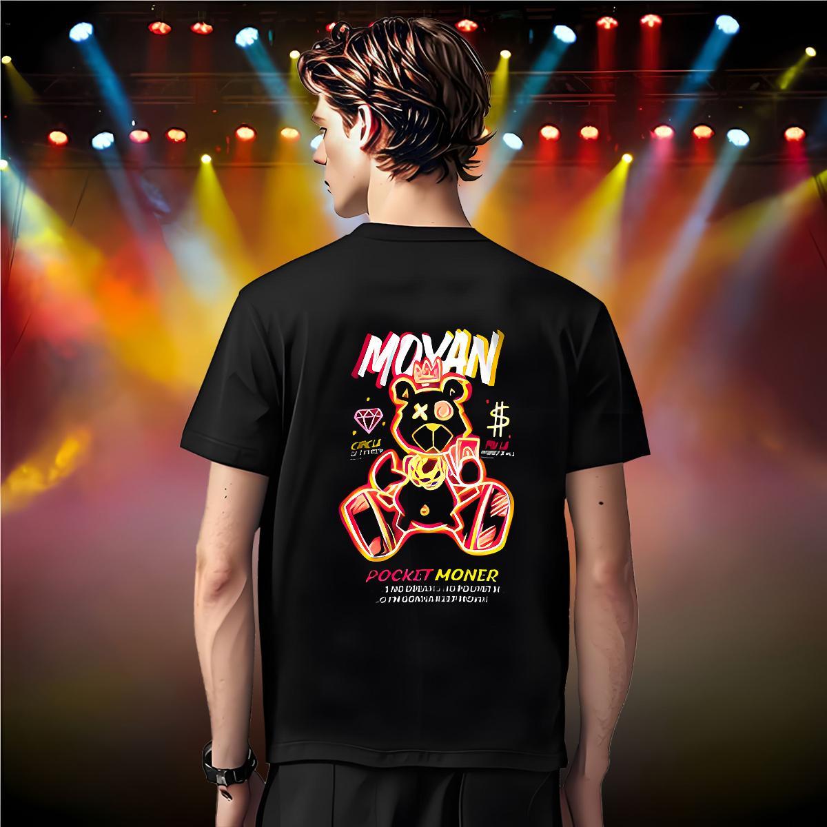 DIY Man T Shirts 230g Pure Cotton bear Sports Casual Tee Shirt Breathable Short Sleeve Cool Tshirt for Man Woman Custom Cartoon