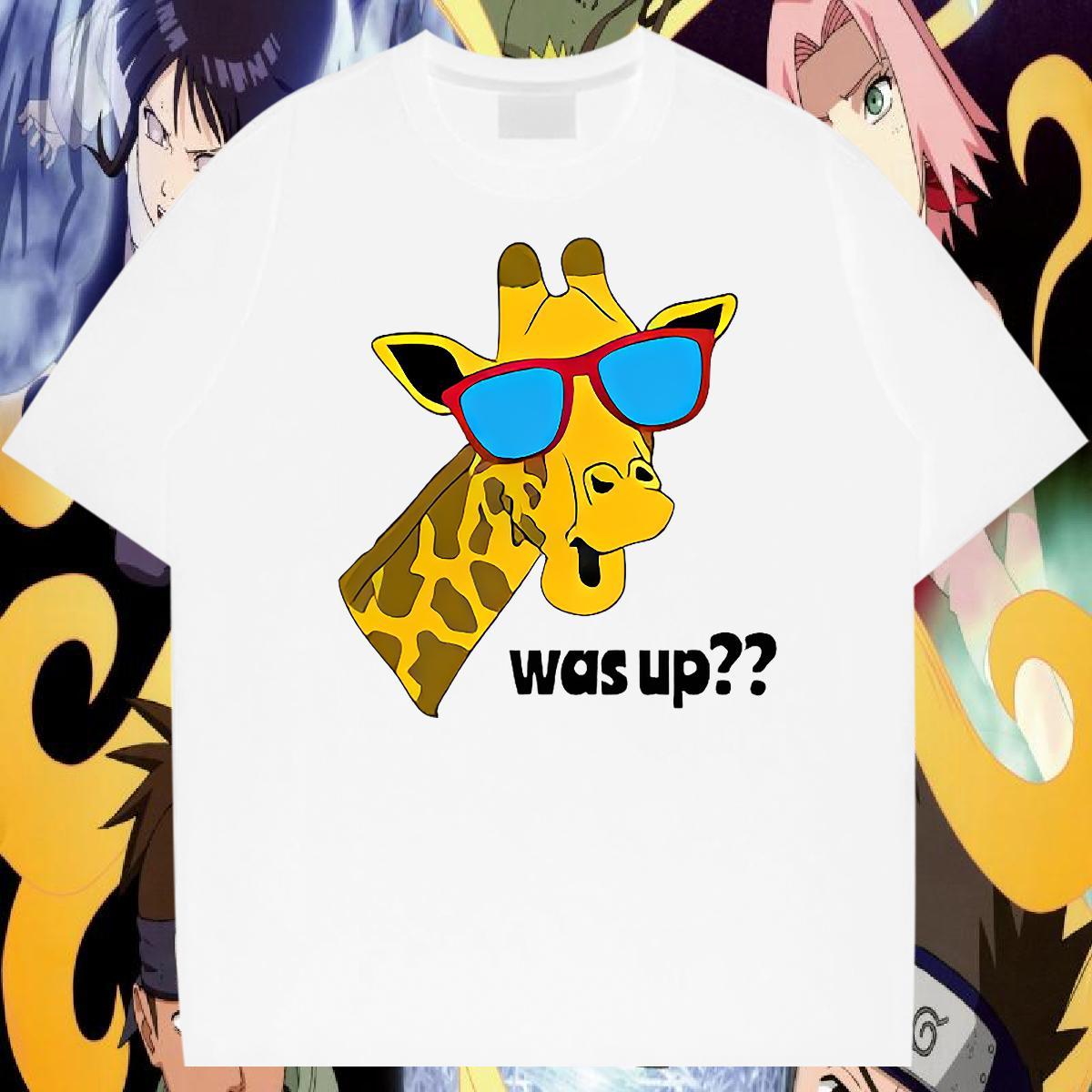 Casual New T-Shirts for Men 230g Cotton Deer High Street Hip Hop Clothings Short Sleeve O-Neck Loose Men Tshirts Anime