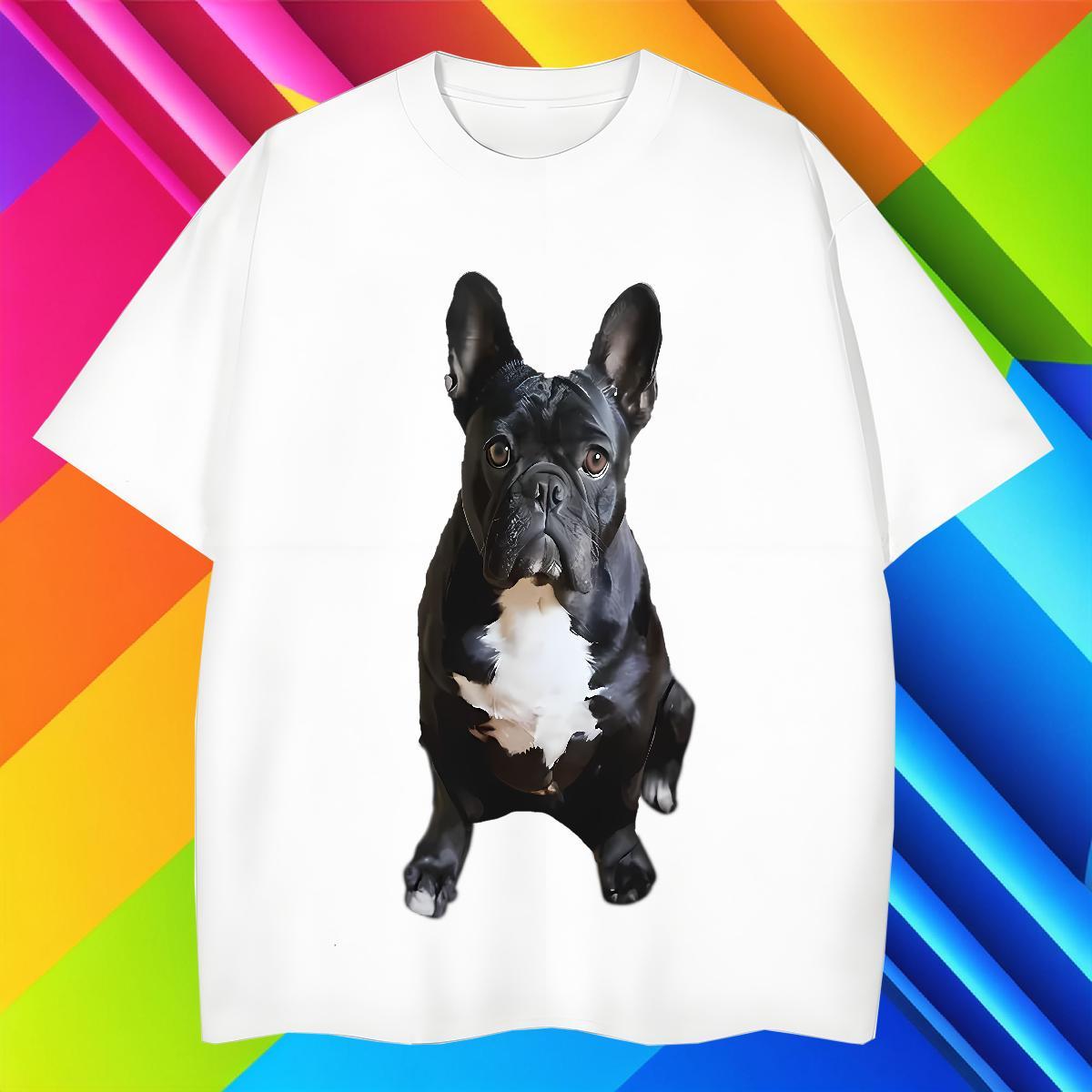 Unisex Men Tops Tees 230g Cotton Street dog Black Oversized O-Neck Short Sleeve Factory Direct T-Shirts for Men Tees Shirts
