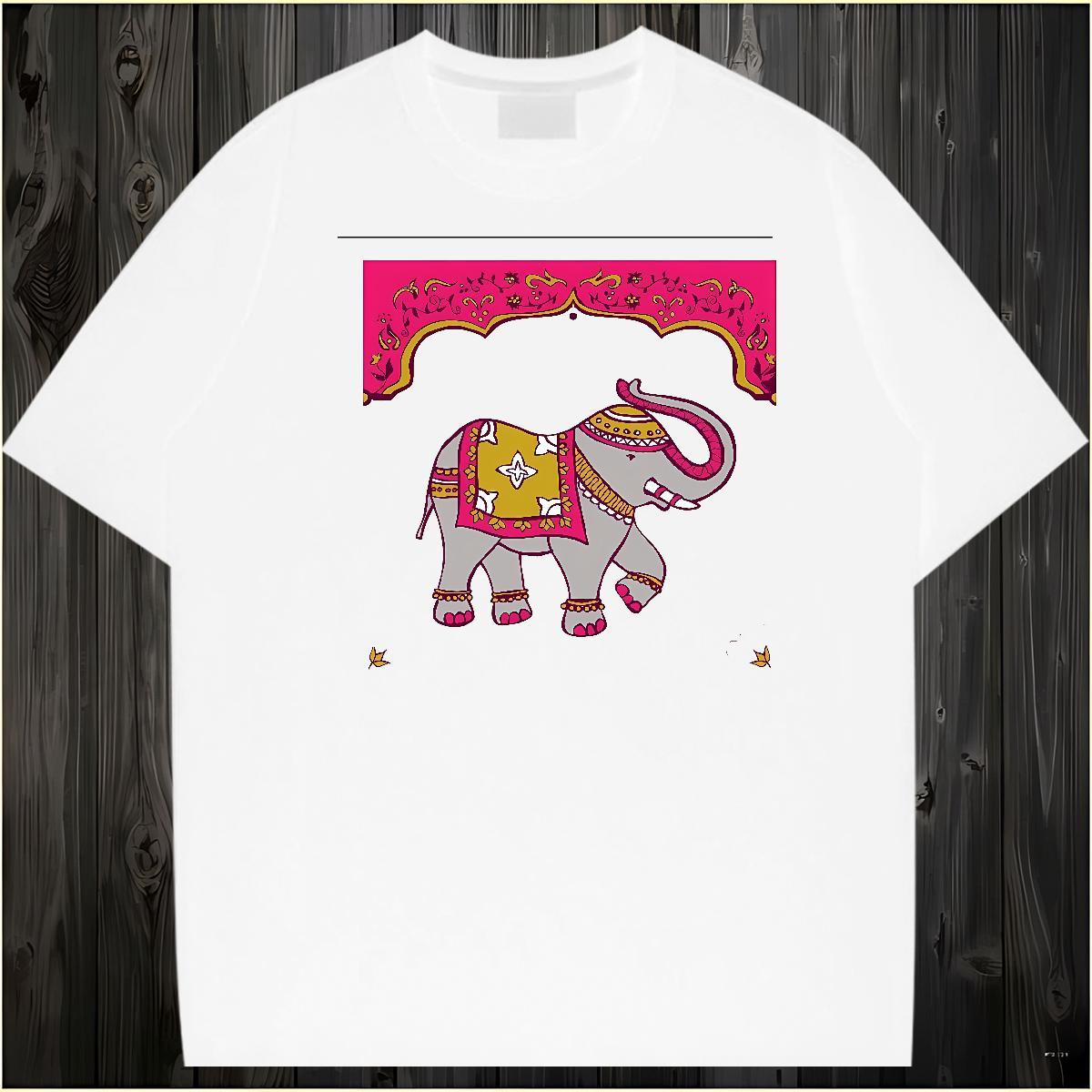 Designer Mens T Shirts 230g Pure Cotton Elephant Outdoor Tee Shirt O-Neck Short Sleeve Loose Fit Tshirts DIY