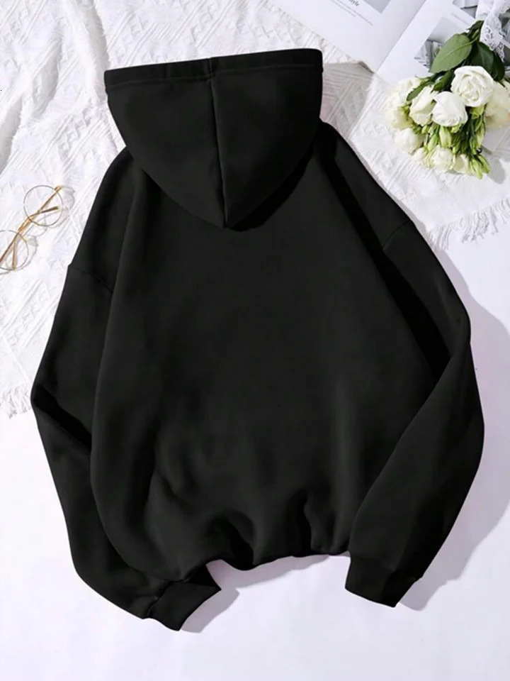 Korean Fashion Solid Color in Hoodies Sweat-shirt Woman Clothing Black Hoodie Pullover Women Hooded Sweatshirt Woman Coats 240806