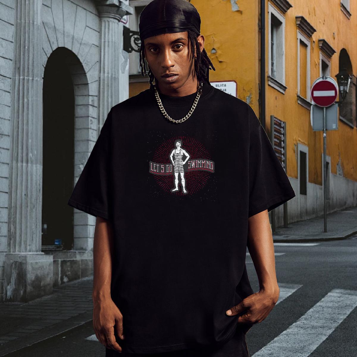 T Shirt For Man 230g Cotton person Beach Breathable Cartoon Printing L-4XL Men Tees New Arrival Popular Clothings