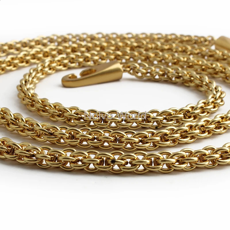 100110120130CM 8MM Iron Satin Gold Metal Bag Chains For Women Crossbody Tote Shoulder Strap Heavy Handle Jewelry Accessories 240805