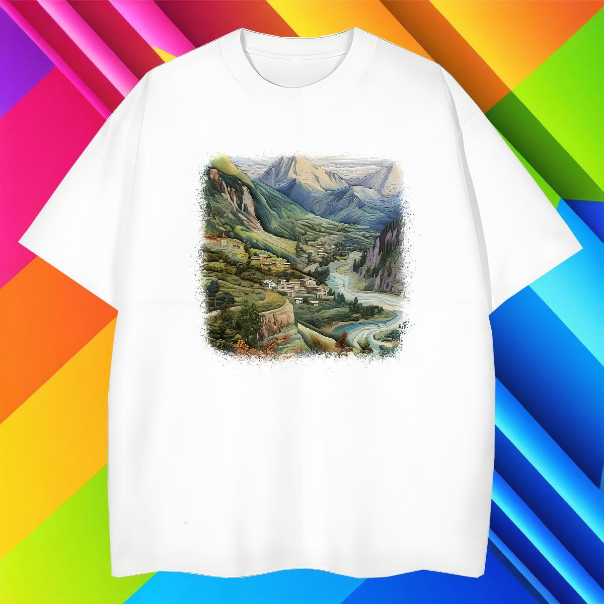 Loose Fit Men Tshirts 230g Pure Cotton Spring Summer mountains Anime Short Sleeve Soft Customized Men T Shirts Tees