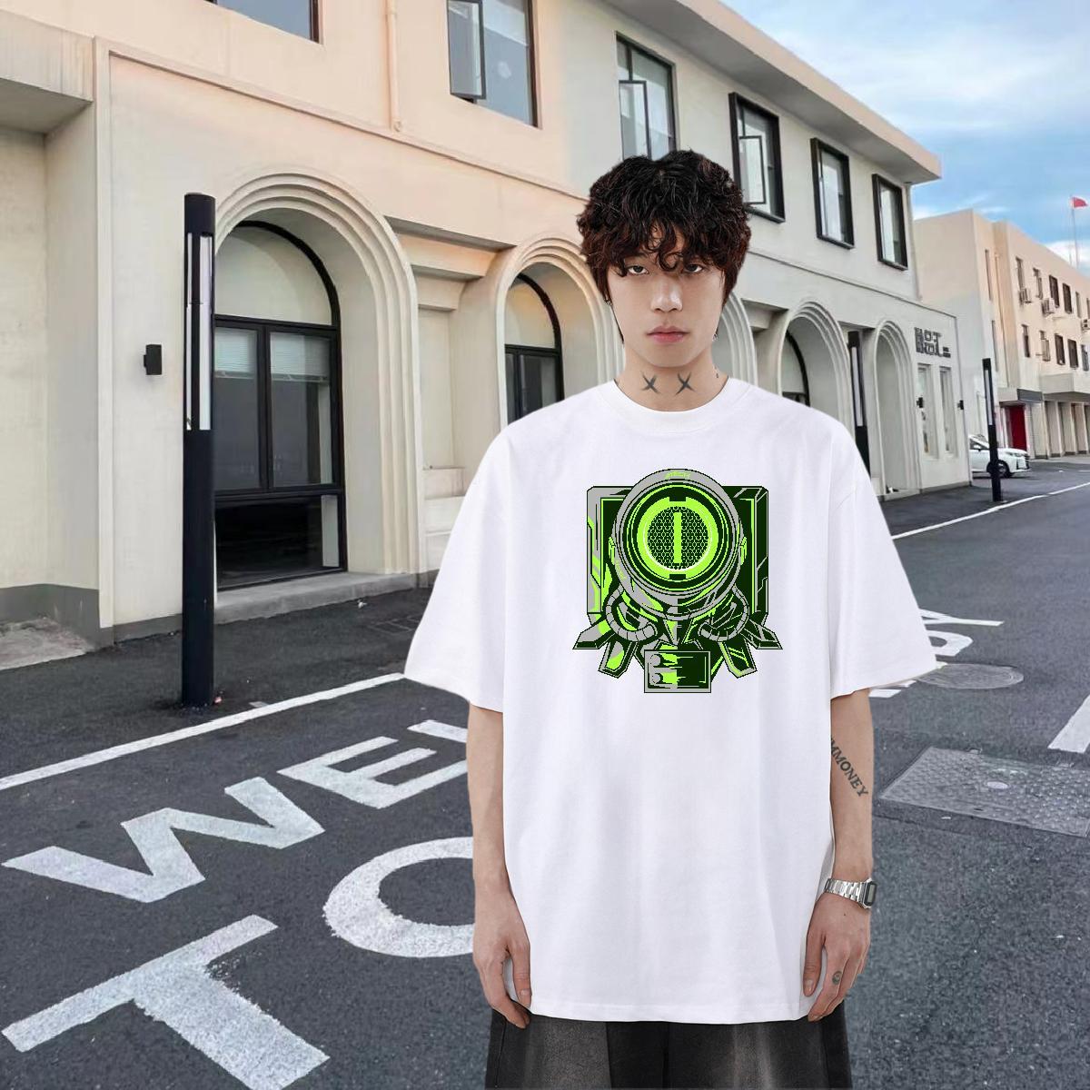 TOP Quality Tshirts 230g Pure Cotton Hip Hop ET Custom Cartoon Crew Neck Breathable Wholesale Men T Shirts Tops Shirt