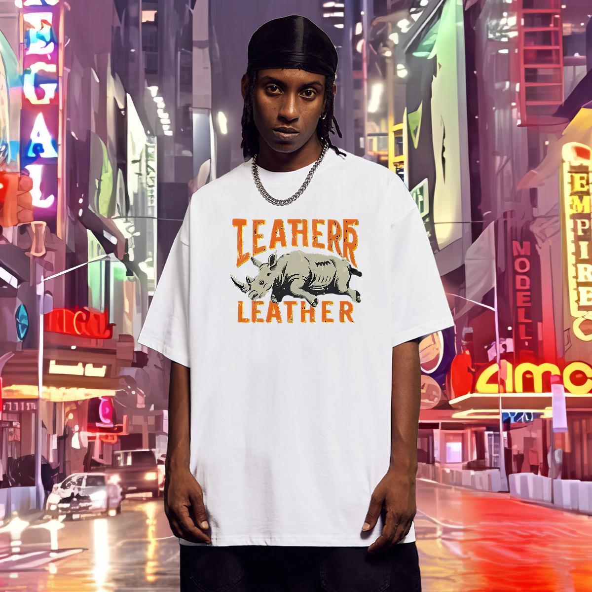 Mens T Shirts 100% Cotton 230g rhinoceros Beach Breathable Short Sleeve White Plus Size Couples T Shirts 2024 Soft Tshirts