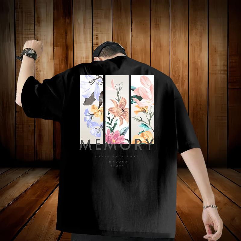 Designer Mens T Shirts 230g Pure Cotton flower Casual Daily Wear Top Tees Breathable Crew Neck Cool Tshirts Anime