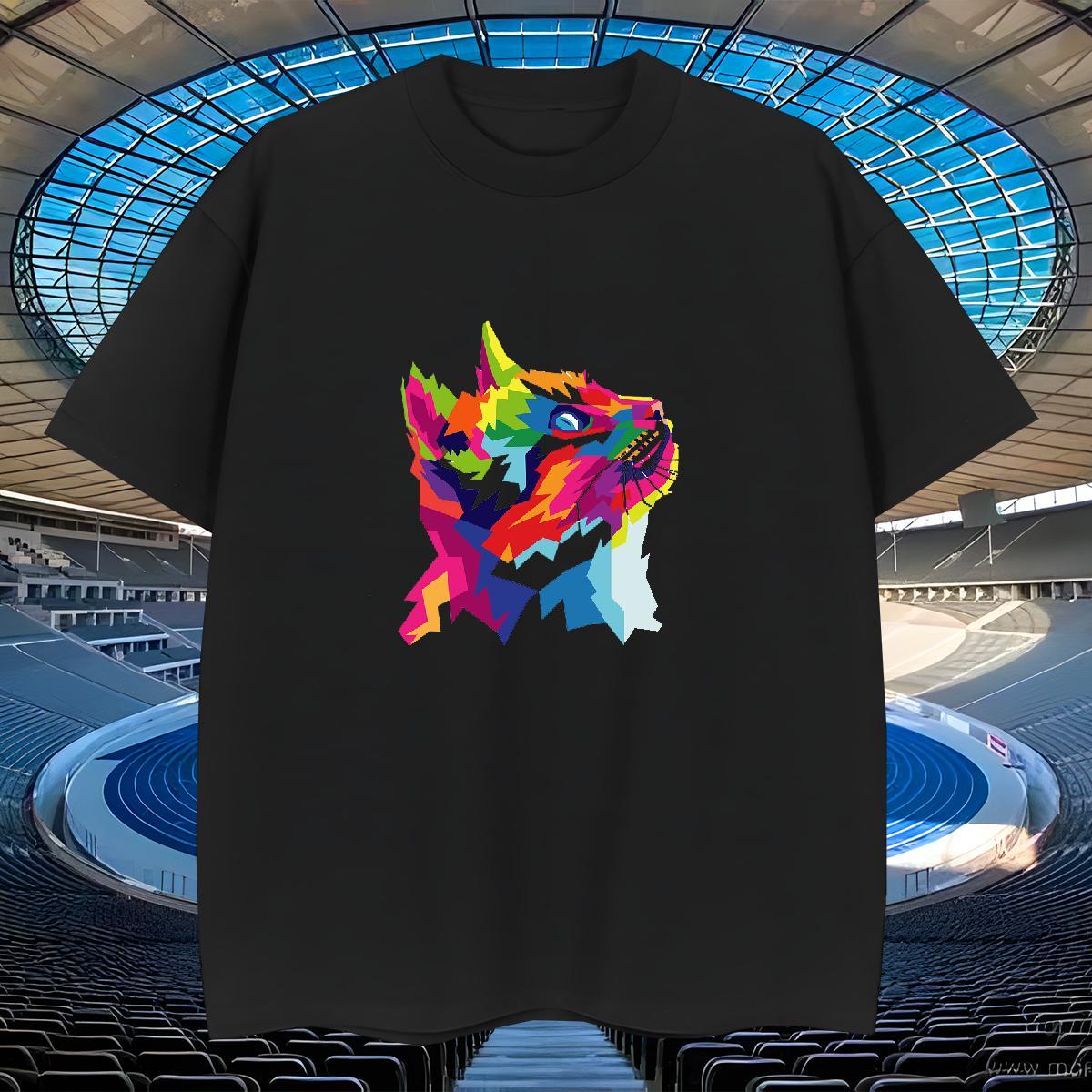 Comfortable Couples T Shirts 230g 100% Cotton Hip Hop Street cat Plus Size Custom Crew Neck Breathable Designer Men T Shirts Tshirts