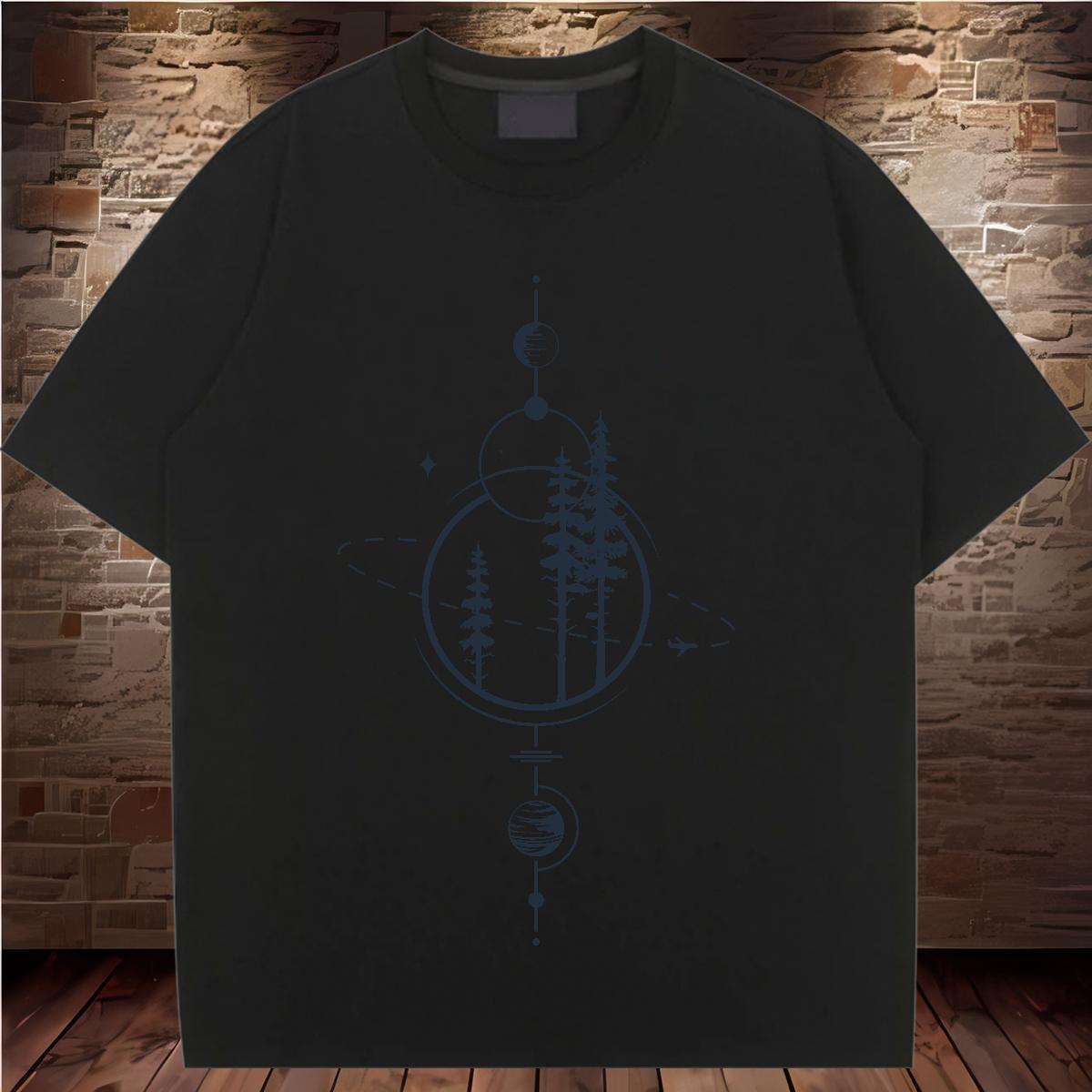 Loose Women T Shirts Comfortable Couples T Shirts Customized Print tree Outdoor 230g Pure Cotton New Tees