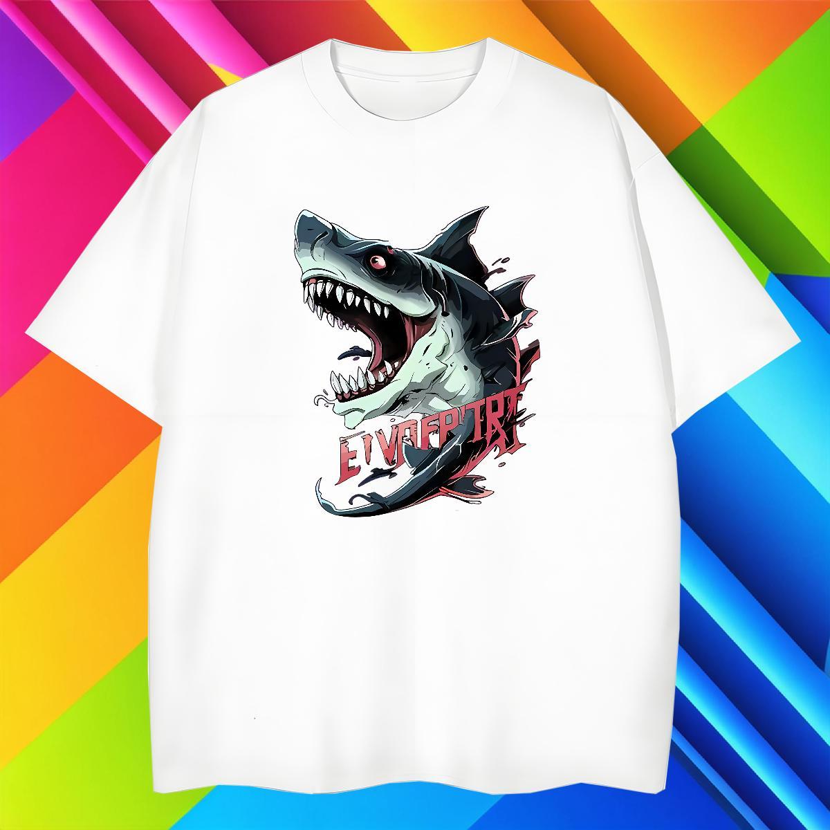 Brand Men Tshirts 230g Cotton Hip Hop shark Custom Print Oversized Short Sleeve Soft 2024 Designer T shirt Tees
